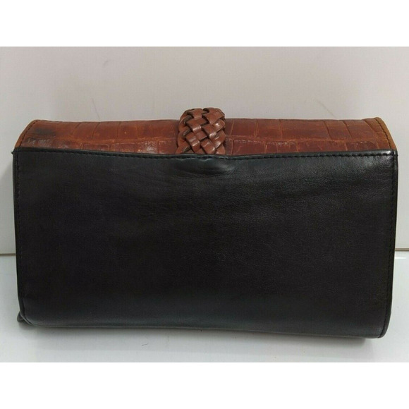 Brighton Burgundy Leather Crocodile Embossed Pockets Credit Card Crossbody Bag - Picture 3 of 13